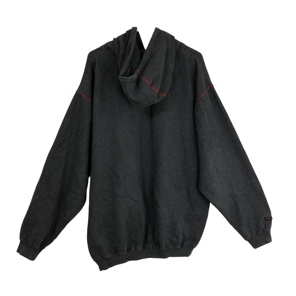 Fubu Charcoal Gray Hoodie Sweatshirt Red Accents Drawstring Hood Mens Size L - Picture 10 of 12